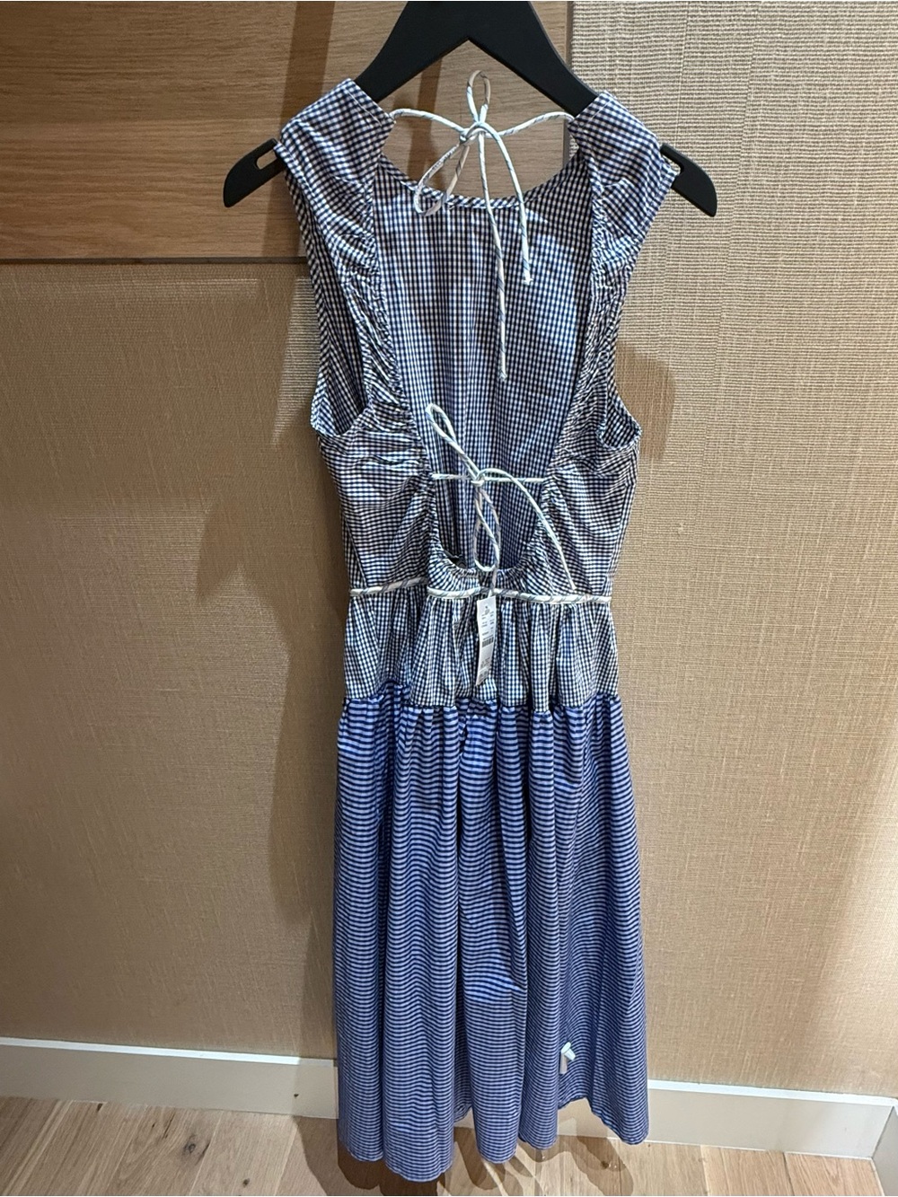 NWT J. Crew Blue and White Gingham Midi Dress - Picture 6 of 6